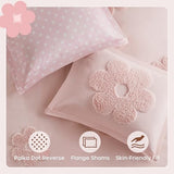 Intelligent Design Kids Queen Duvet Cover Set for Girls, Tufted Chenille Floral Duvet Set Queen, Lightweight Polka Dot Duvet Reversible Bedding Cover, Sham, Pillow, Gracie, Full/Queen Pink 3 Piece Intelligent Design