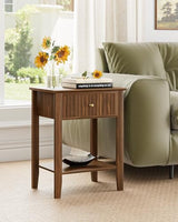 Apetaccat Fluted Nightstand, Farmhouse Night Stand with 1 Drawers, Mid Century Modern Side Accent Table,Bedside End Table for Bedroom, Living Room, Brown Apetaccat
