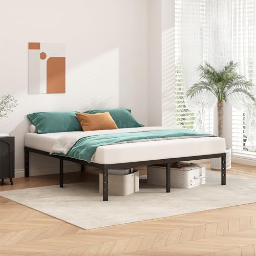 HLIPHA Metal Platform Bed Frame 12 Inch Tall,No Box Spring Needed,King Size Bed with Heavy Duty Strong Support Slats,Easy to Assemble,Black HLIPHA