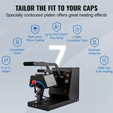 VEVOR Hat Heat Press with 4pcs Interchangeable Platens(6"x3"/6.7"x2.7"/6.7"x3.8"/8.1"x3.5"), Cap Heat Press for Stuctured Hats, Rigid Steel Frame No Stick Digital LCD Timer and Temperature Control VEVOR