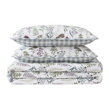 Eddie Bauer - Twin Quilt Set, Reversible Cotton Bedding with Matching Sham, Classic Floral Home Decor with Plaid Reverse (Flower Field Green, Twin) Eddie Bauer