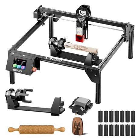 Longer RAY5 5W Laser Engraver with Touchscreen, Wood/Leather/Acrylic Engraving Cutting Machine, DIY Desktop Laser Cutter with Safety Protection, Air Assist & 3 in 1 Roller Longer
