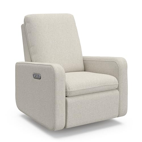 Graco Teddi Power Recliner Swivel Glider, Electronic Power Recline, Oeko-TEX 100 Certified, USB-A & USB-C Charger, Premium Cushioning & Comfort – (Dune Basketweave)