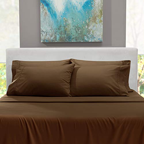 Hearth & Harbor Extra Deep Pocket King Size Sets - Fits Mattress 18-24 Inches Deep - Extra Deep Pocket Sheets - 6 Piece King Size - Brown Hearth & Harbor