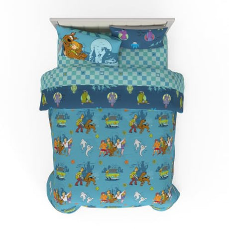 Franco Scooby Doo Scoobtober Bedding 7 Piece Super Soft Reversible Comforter and Sheet Set with Sham, Full, (Officially Licensed Product) Franco
