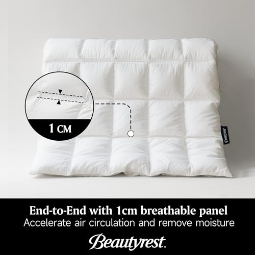 Beautyrest Goose Down Fiber Comforters Twin Size, All Season Luxury White Duvet Insert, 100% Cotton Fabric, Hotel Collection Fluffy Breathable Bedding Comforters, 8 Corner & Center Loops, 68x90 Inch Beautyrest