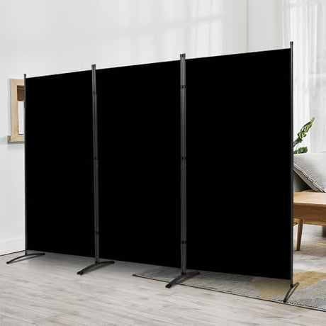 JVVMNJLK Indoor Room Divider, Portable Office Divider, Room Divider Wall Screen 3 Panel, Folding Partition Privacy Screen Walls Dividers for Room Separator 102" W x 71.3" H,Black JVVMNJLK