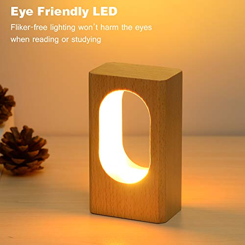 LONRISWAY LED Wood Desk Lamp, Bedroom Bedside Night Light, Dimmable Led Lighting, Creative Home Decor Table lamp, Unique House warmging Gift - WoodArtSupply