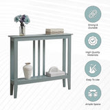 Kings Brand Furniture Narrow Console Table with Storage – Rectangular Entryway & Behind Sofa Table, Wood Accent Hallway Table for Foyer or Living Room, Ice Blue Kings Brand Furniture