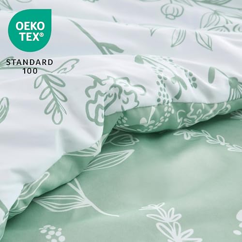 JOIEDOMI California King Comforter Set, Sage Green 3 Pieces Floral California King Bedding Set for Girls Bed with 1 Soft Reversible Botanical Comforter and 2 Pillow Shams, Bed in a Bag for All Seasons Joiedomi