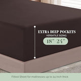 Elegant Comfort Luxury 1500 Premium Hotel Quality Microfiber 4-Piece Sheet Set - Soft, All Around Elastic 18-24 Inches Deep Fitted Sheet - Extra Deep Pocket Sheets, Queen, Chocolate Brown Elegant Comfort