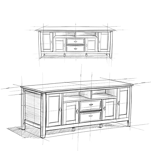 SIMPLIHOME Warm Shaker SOLID WOOD Universal TV Media Stand, 72 Inch Wide, Farmhouse Rustic, Living Room Entertainment Center, for Flat Screen TVs up to 80 Inch in Tobacco Brown SIMPLIHOME