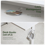 Agilestic 63 x 24 Inches Electric Standing Desk with 2 Storage Drawers, Stand Up Desk Adjustable Height, Sit and Stand Computer Table with Splice Board, White Agilestic