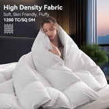L LOVSOUL Down Comforter King Size, 850+ Fill Power Hotel Style Bedding Comforter, 1200TC, Fluffy Ultra Soft All Season White Duvet Insert with 8 Corner Tabs L LOVSOUL