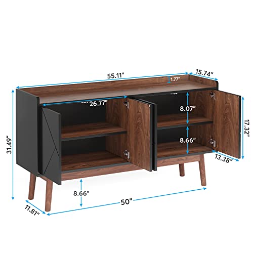 Tribesigns Sideboard Buffet Cabinet with Storage 55" Black Kitchen Sideboard Cabinet, Wood Coffee Bar Cabinet with Doors, Accent Sideboard Cabinet, Console Table Cabinet for Dining Room Livin - WoodArtSupply