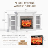 LGHM 72" Electric Fireplace with Mantel, Fireplace TV Stand for TVs Up to 80 Inch, Modern Entertainment Center with Storage, Realistic Stacked Stone Surround with Remote Control for Living Room LGHM