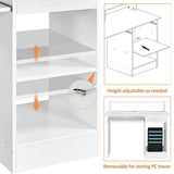 Yaheetech Desk with Keyboard Tray, Home Office Computer Desk Wooden PC Laptop Desk, Morden Sturdy Study Writing Table, White Yaheetech