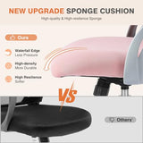 Sweetcrispy Home Office Computer Desk Chair, Ergonomic Mid-Back Mesh Rolling Work Swivel Task Chairs with Wheels, Comfortable Lumbar Support, Comfy Flip-up Arms for Bedroom, Study, Student, Pink Sweetcrispy