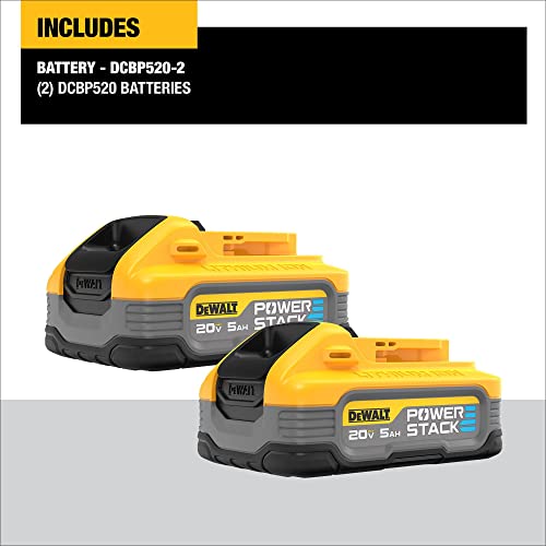 DEWALT 20V MAX XR POWERSTACK 5 Ah Lithium Ion Battery, 2-Pack (DCBP520-2) DEWALT
