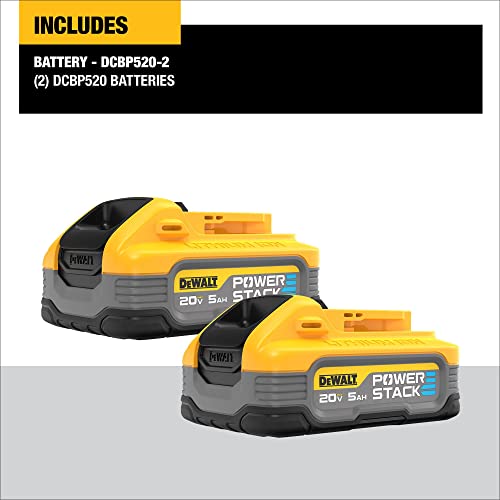 DEWALT 20V MAX XR POWERSTACK 5 Ah Lithium Ion Battery, 2-Pack (DCBP520-2) - WoodArtSupply