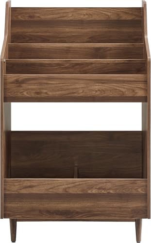 Crosley Furniture Liam Vinyl Record Storage Stand, Tiered Storage Shelves for Records, Walnut Crosley Furniture