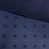 Intelligent Design Duvet Set 100% Cotton Jacquard, Tufts Accent, Shabby Chic All Season Cover for Comforter, Matching Shams, Decorative Pillows, Full/Queen (88 in x 92 in), Navy 7 Piece Intelligent Design