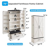 ACCOHOHO 72" Farmhouse Kitchen Pantry Cabinet with Drawer, Tall Storage Cabinet with 2 Barn Doors and Shelves, Versatile Large Rustic Cabinet for ACCOHOHO