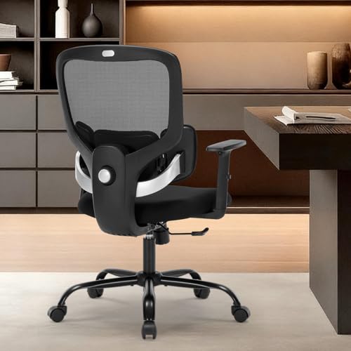 Ergonomic Office Chair, Ergonomic Desk Chair with Adjustable Height, Lumbar Support, High Back Mesh Support with Adjustable Armrests, Task Chairs for Home Office Computer-350LBS ZLHECTO