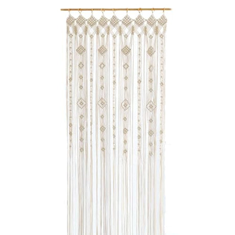 Osunnus Boho Macrame Window Curtain Room Divider Doorway Curtain 79 x 35 Inches Large Long Macrame Wall Hanging for Living Room Bedroom Bohemian Home Decor Wedding Backdrop, Gypsophila - 1 Panel L Osunnus