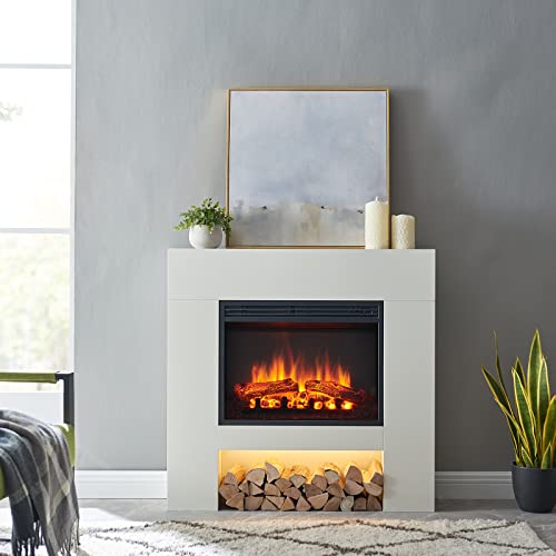 LegendFlame® Georgia Electric Fireplace with 37" Mantel Surround and Jaden 23" Insert, Cream White Finish Legend Flame