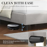 Yaheetech Beige Queen Upholstered Platform Bed with Wing Headboard & Wooden Slat Support Yaheetech