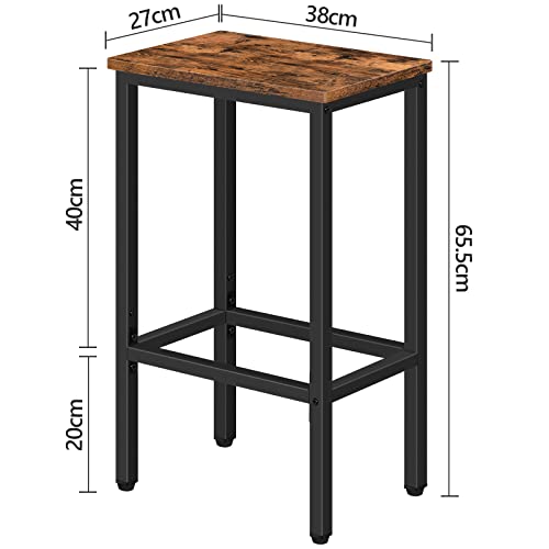 MAHANCRIS Bar Stools, Set of 2 Bar Chairs, Kitchen Breakfast Bar Stools with Footrest, 25.8" Dining Stools, Rectangular Industrial Bar Chairs, for - WoodArtSupply