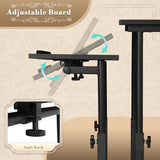 Athena Collection Height Adjustable Rolling Desk Mobile Portable Laptop Stand Cart Small Sit Standing Desk Computer Table Workstation for Home Office, Black Athena Collection