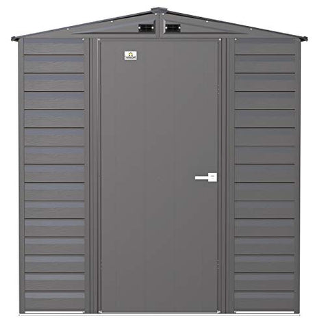 Arrow Select 6' x 5' Outdoor Lockable Steel Storage Shed Building, Charcoal Arrow