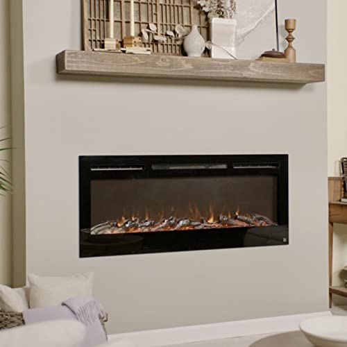 Touchstone Smart Electric Fireplace-The Sideline 50 Inch Wide-in Wall Recessed-30 Realistic Ember Color/Flame Options-1500W Heater w/Thermostat-Black- Log & Crystal Hearth Options -Alexa/WiFi Enabled