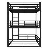 Harper & Bright Designs Heavy Duty Triple Bunk Bed, Full Over Full ove Full Bunk Bed with Ladders, Metal Bunk Beds with Guardrails for Kids, Teens, Adults, Noise-Reduced, Black Harper & Bright Designs