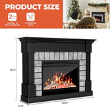 50”Electric Fireplace Mantel Wooden Surround Firebox, TV Stand with Freestanding Electric Fireplace, Adjustable Flame, Temperatures, Remote Control, 750W/1500W Black Electactic
