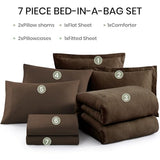 Monbix King Size Comforter Set, Chocolate Brown King Bedding Set Reversible, King Comforter Set 7 Pieces, Cationic Dyeing Bed in a Bag with Comforter, Sheets, Pillowcases & Shams Monbix