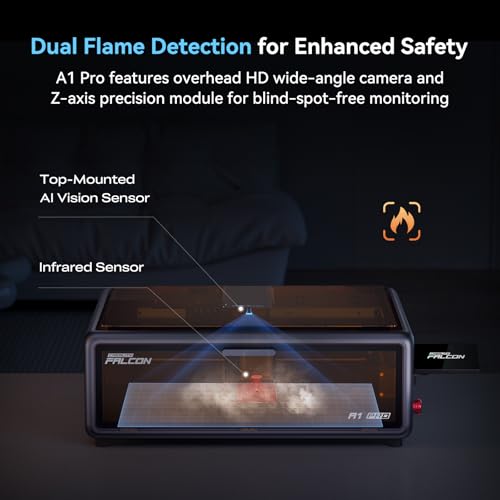 Creality Falcon A1 Pro 20W Laser Engraver, 180W Enclosed Laser Cutter and Engraver Machine with Air Assist, HD Smart Camera for Auto Focus, APP Control, Touch Screen, Ideal for Wood & Metal CREALITY FALCON