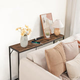 MAHANCRIS Console Table, Narrow Sofa Table, 43.3” Entrance Table with Power Station, Behind Couch Table, Simple Style, for Living Room, Hallway, Entryway, Foyer, Rustic Brown and Black CTHR112E01 MAHANCRIS