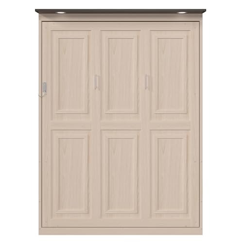 Modern Queen Size Murphy Bed Wall Bed with Light, Traditional Solid Wood Murphy Cabinet Bedframe, Can be Folded, Space-Saving Design XD Designs