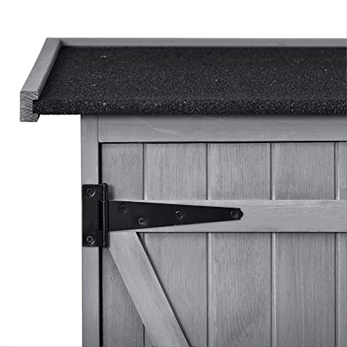 EOVTK Outdoor Wood Storage Shed, 5.3x4.6FT Garden Tool Organizer, Outdoor Storage Cabinet with Waterproof Asphalt Roof & Double Lockable Doors for Backyard Patio, Gray