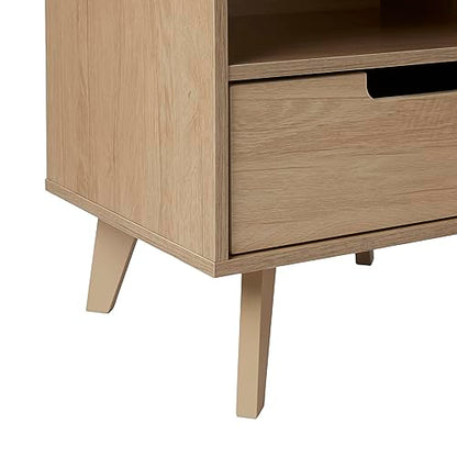 Walker Edison Raelyn Mid-Century Modern 1-Drawer Nightstand, 20 Inch, Riviera - WoodArtSupply