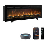 Mystflame 50 Inch WiFi-Enabled Recessed Electric Fireplace Inserts with Log Speaker,Alexa/Google Compatible,Wall Mounted & Freestanding Fireplace Heater,13 Adjustable Colors,5 Brightness Levels,Timer Mystflame