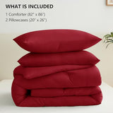 CozyLux Full Size Comforter Set Dark Red, 3 Pieces Solid Breathable Quilted Style Bedding Sets, Luxury Soft Bed Set with Down Alternative Comforter for All Season (1 Comforter & 2 Pillowcases) CozyLux