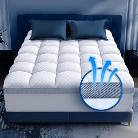 Premium Memory Foam Mattress Topper King for Ultra Comfort, 2 Inch Plush Pillow Top King Mattress Topper with Breathable Air Mesh Sides, Soft Mattress Pad Cover with Deep Pocket Fits 6-21" Mattress Biteany