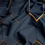Black 3 Piece Duvet Cover Set, 1 Printed Zipper Closure Duvet Cover with 2 Pillow Shams, Ultra Soft Brushed Microfiber Single with Minimalist Hexagonal Geometric Generic
