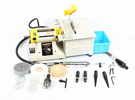 Multifunctional Bench Lathe Machine Electric Grinder Polisher Driller for Jade Jewellery Chisel Carving Woodworking saw(220V) YUCHENGTECH