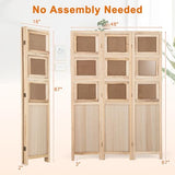 Giantex 3 Panel Room Divider with 9 Rotating Picture Frames, 67'' Folding Privacy Screen for Photo Display, Freestanding Wood Wall Partition for Room Separation, Bedroom, Office, Natural Giantex