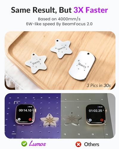 WECREAT Lumos Portable Laser Engraver, 3W IR & 10W Diode, Built-in 50MP Camera, Color Marking on Metal, 4000mm/s Fast, Auto/Manual Focus, Dual Laser Engraver Machine for Jewelry DIY Design Craft Fair WECREAT